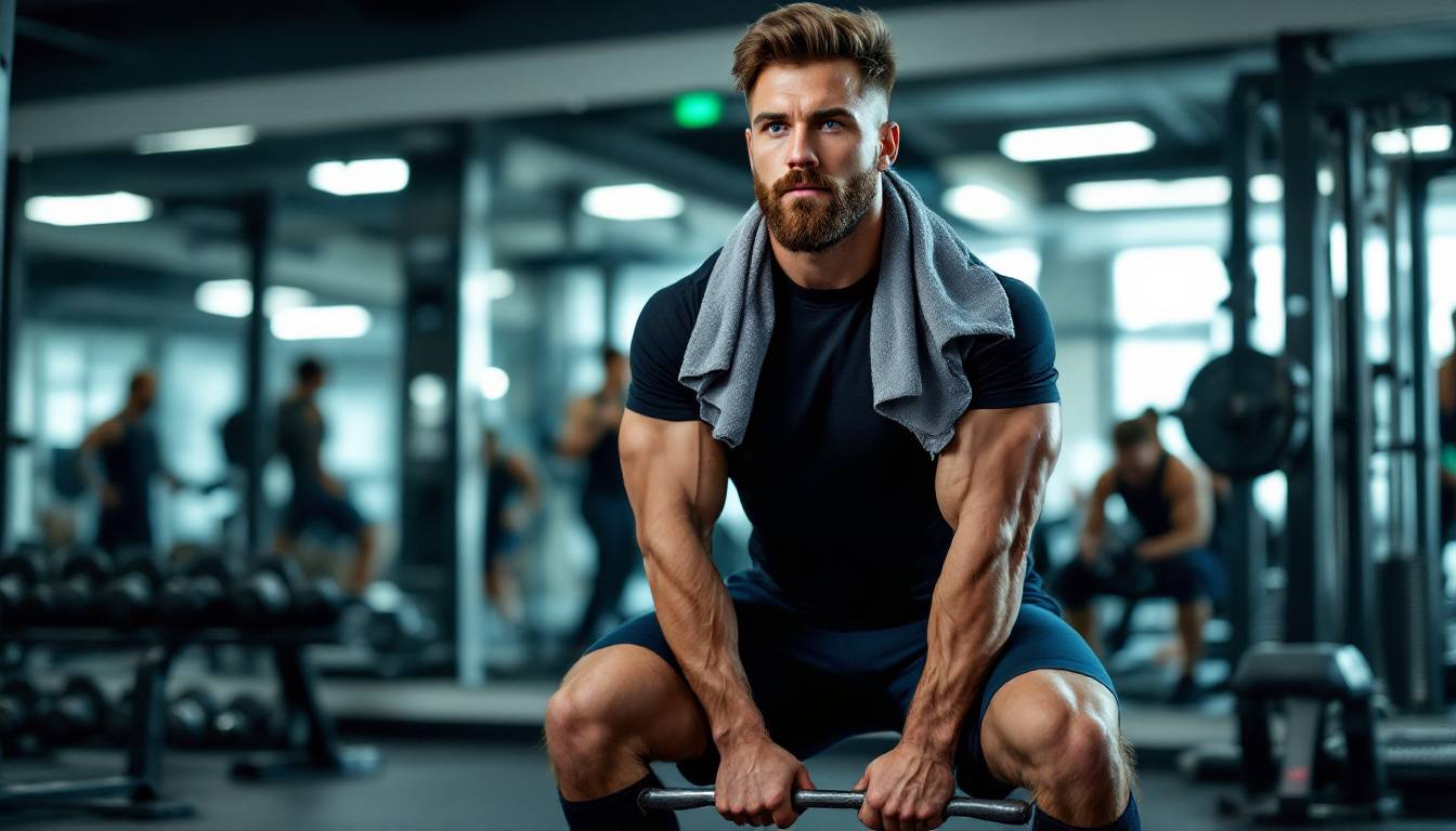 Homme musclé s'entraînant en salle de sport, illustration d'un programme de musculation prise de masse