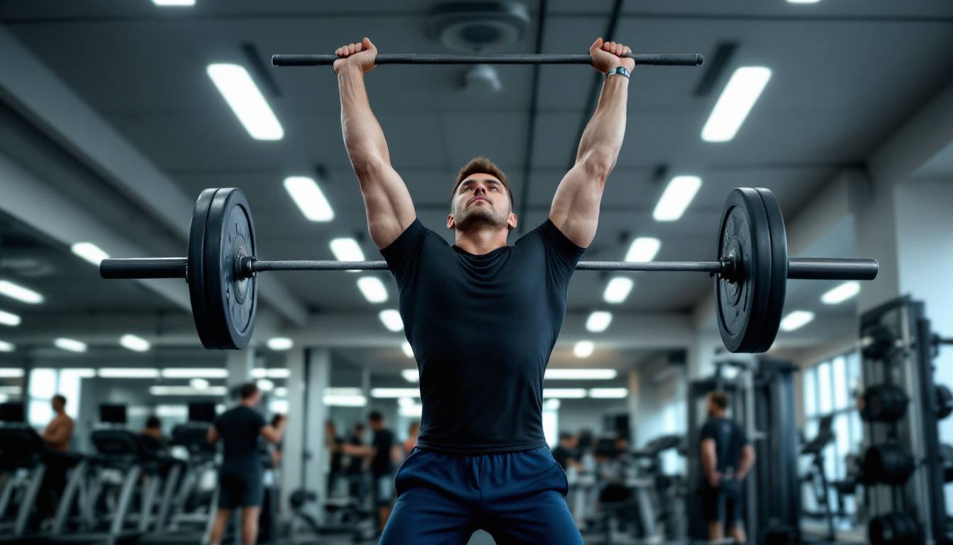 Personne réalisant un pull over avec un haltère sur un banc de musculation